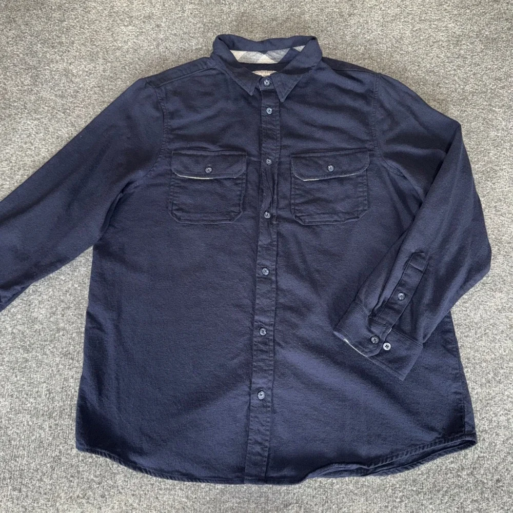 One Day Away Flannel Shirt Mens XL Blue Button Up Casual Everyday Soft‎ Comfort